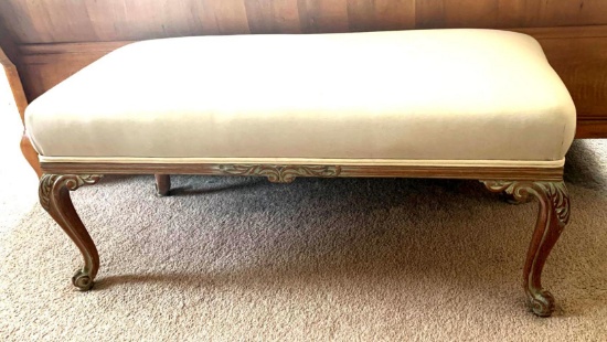 Cabriole leg upholstered bench