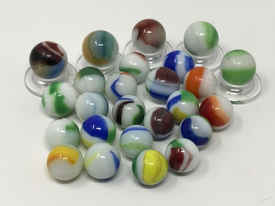 Vintage slag and glass marbles, Marble King and swirls