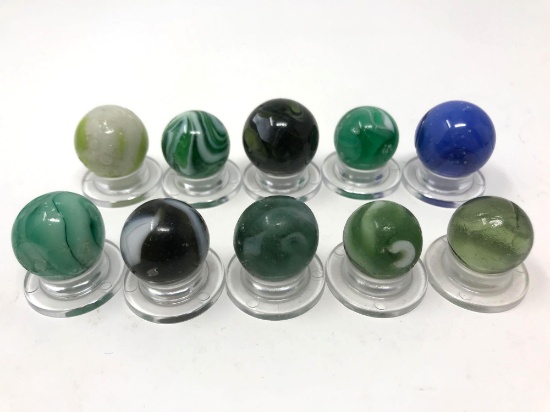Vintage slag and glass marbles, Shooters.