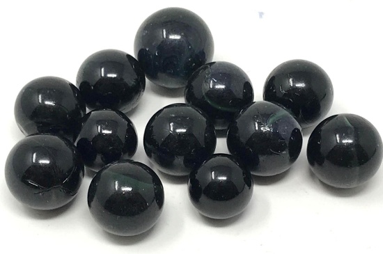 Vintage slag and glass marbles, Black Opaque