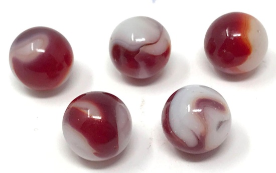 Vintage Opaque/Red swirl Marbles
