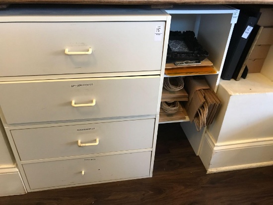 Storage drawer unit, shelf, and contents