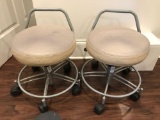Two Rolling Salon Stools with adjustable height, Ideal for Massage, Facial, Pedicure spa