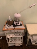 Spa massage room utility stand, Facial Steamer, Heat pads.