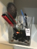 Hair Brushes, Clips, Booby Pins.