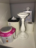 Spa Accessories, Candle Stick, Wax heater, facial tissue.