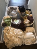Eight Laundry Bins, Used Spa Sheets and Towels.