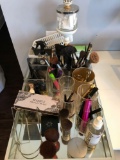 Counter top mirrored tray, beauty tools.