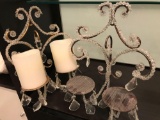 Two Wall Hanging Crystal Candle Sconces.