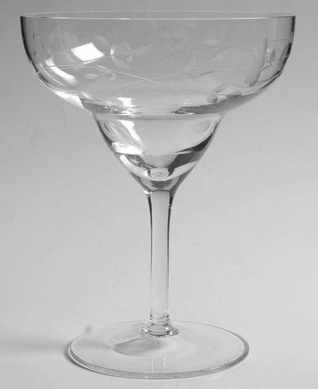 Princess House Heritage Crystal Margarita Glasses, Set of (4), Floral Etched.