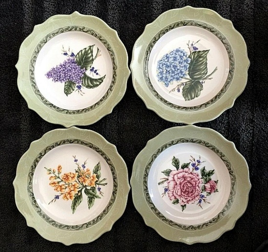 Princess House VINTAGE GARDEN Luncheon 9" Plates | #1481 | MINT | Set of 4