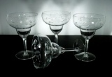 Princess House Heritage Crystal Margarita Glasses, Set of (4), Floral Etched, Blown Glass
