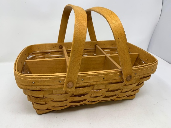 Longaberger Basket, 1998, Divided, Two Handle.