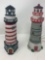 Two Painted Ceramic Light Houses