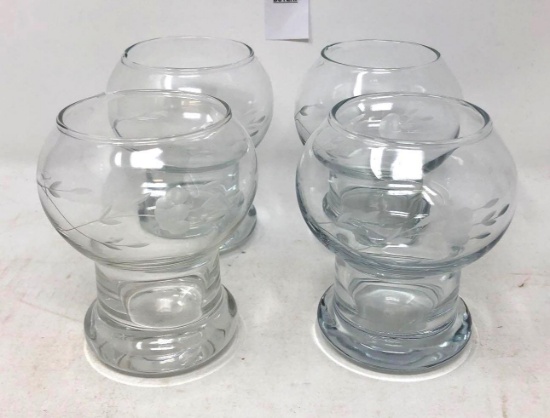 Four Princess House Heritage Pattern Votive Candle Holders