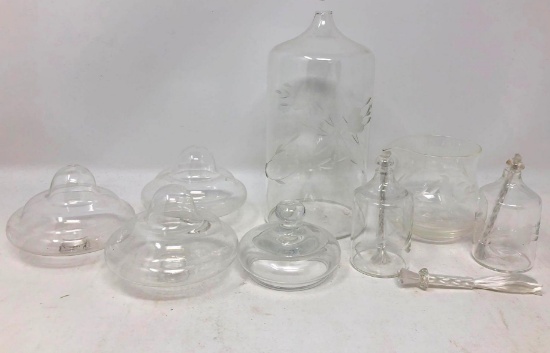 Princess House Heritage assorted Oil Lamps and Floats, 8 pieces.