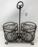 Metal Wine Beverage Caddy w/Plastic Wine Holders Fantasia by PRINCESS HOUSE