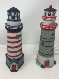 Two Painted Ceramic Light Houses