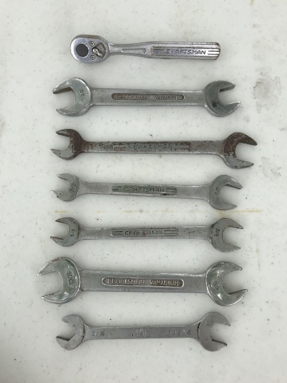 Mechanic's Hand Tools, CRAFTSMAN, MAC End Wrenches, Socket Driver.Sells for 1 money.