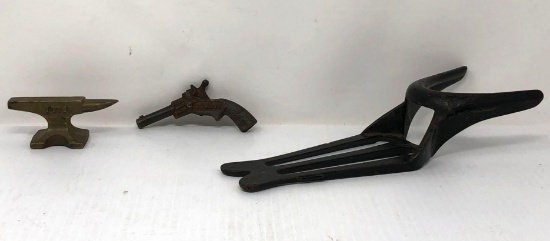 Bootjack, Miniature Anvil and Pistol