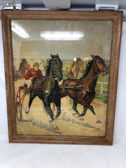 Framed Trotting Lithograph