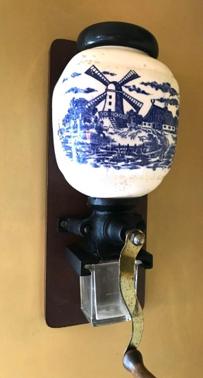 Vintage Delft Zassenhaus Coffee Mill Grinder Wall Mount