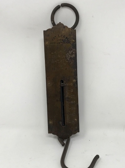 Antique Vintage Brass Face Spring Scale, Landers.