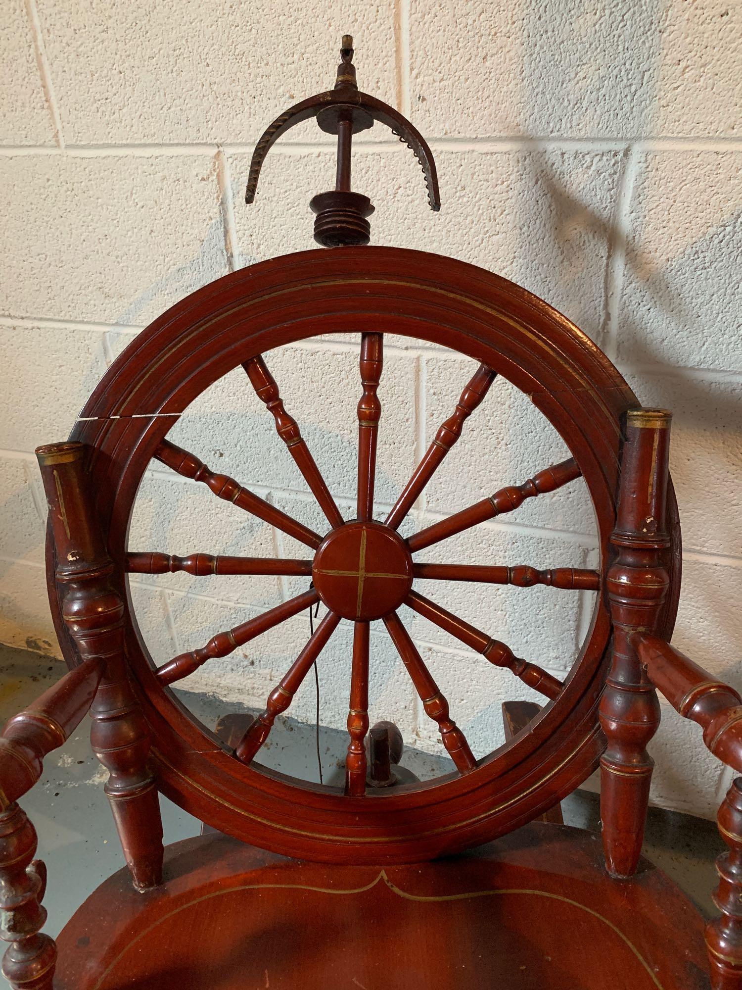 Antique spinning wheel chair hot sale