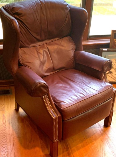 Vintage Type Leather Wing Chair