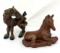 Handcrafted Wooden Laying Foal, Resin Figurine Horse