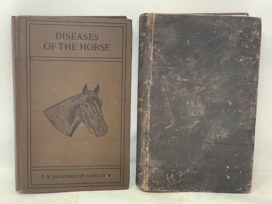 Two Antique Hard Bound Equine Books, Diseases of the Horse