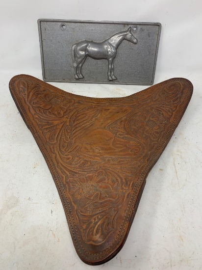 Horse Car Plate, Leather seat