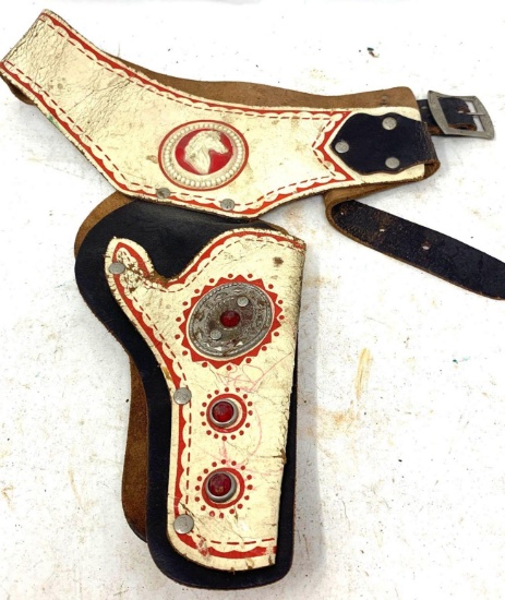 Antique Vintage Child's Double Holster Gun Belt