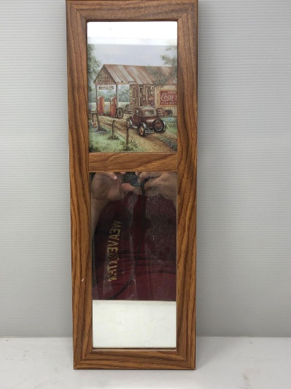 Mirror with Country Service Center Scene