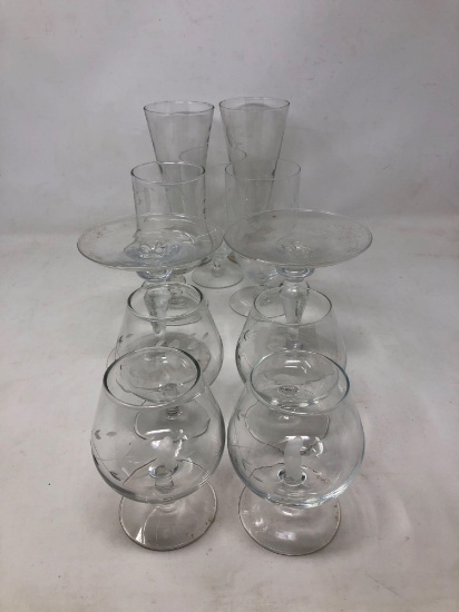 Princess House Heritage Glass Candle Holders and Glasses.