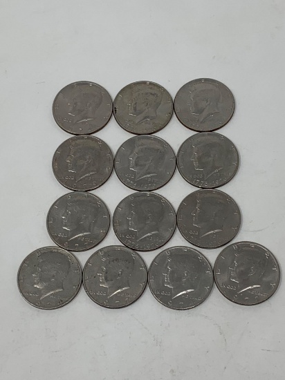 Kennedy Half Dollar Coins, Qty. 13.