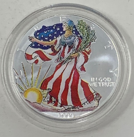 Silver American Eagle, 1999, Colorized Walking Liberty