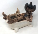 Cowboy in Bath Tub Figurine