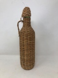 Vintage Green Bottle with Wicker Covering
