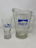 Glass Busch Beer Pitcher and Glass