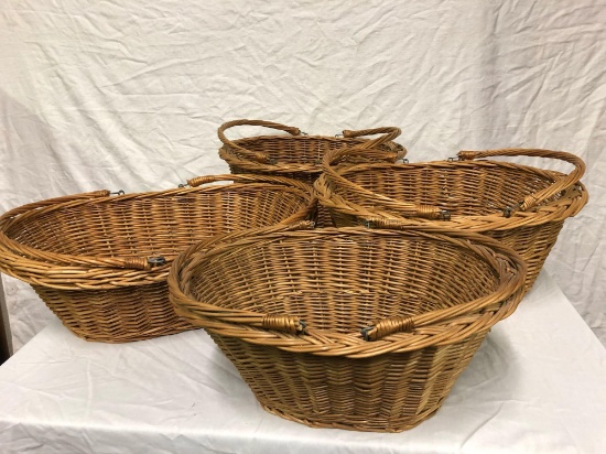 Vintage Woven Baskets with Double Swivel Handles