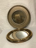 Pair Round Antique Style Mirrors