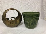 Brass Swan Bowl and Flower Pot