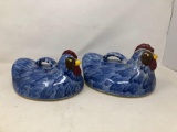 Glazed Pottery Chickens