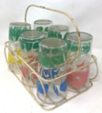 Set of Vintage Flower Decorated Water Glasses