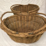 Vintage Woven Baskets with Double Swivel Handles