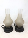 Pair of Candle Holders with Chimneys