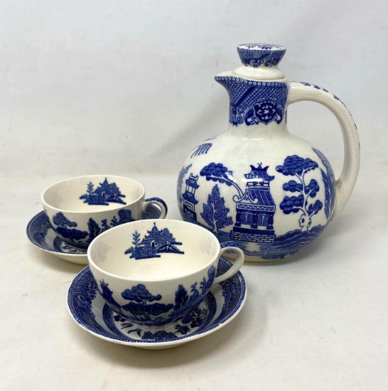 Vintage Blue Transfer Tea Set