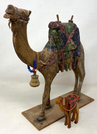 Vintage Wooden Camel Figurines