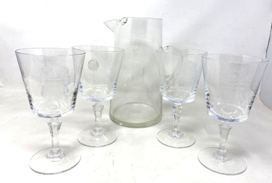 Vintage Lead Crystal water set with "Mellinger" name and crest